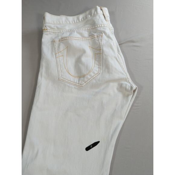 True Religion TRBJ Jeans White Denim Straight Leg Men’s Sz 36x30 Distressed - Picture 3 of 14